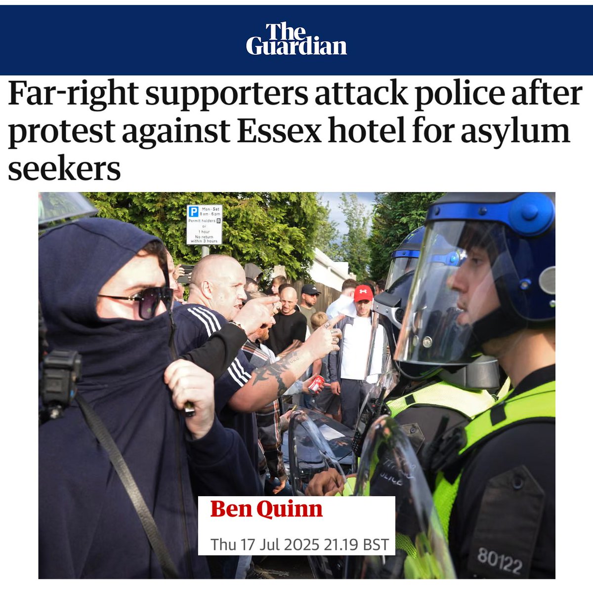 Looks obvious to me, our government needs to proscribe Britain First and do it now. This was not peaceful protest, if paint gets you proscribed then of course violence against the police and public, property damage and intimidation - should. For consistency sake if nothing else,