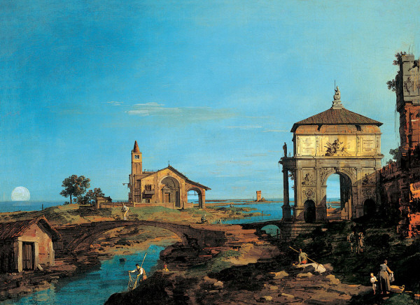 ArtistCanaletto's tweet image. An Island in the Lagoon with a Gateway and a Church #artbots #canaletto