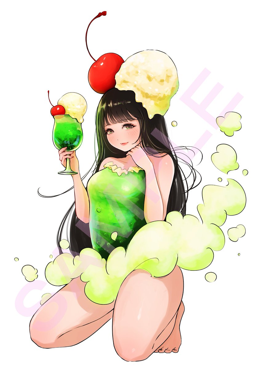 ksk_illust's tweet image. クリームソーダガール（ご依頼イラスト）

りの様 @RINO11522525 
ありがとうございました🙏