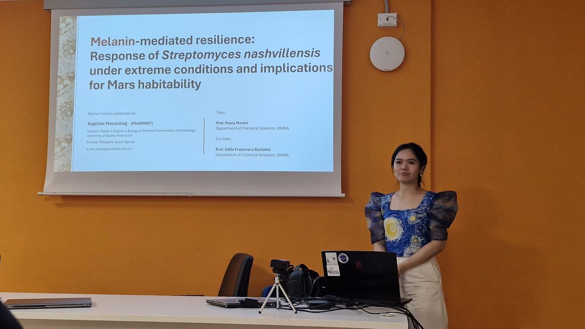 PMChemisphere (@pmchemisphere) on Twitter photo Now on stage! Angie talking about microorganisms’ melanin-mediated resilience 😎
She succeeded in merging #chemistry #pigments #astrochemistry #astrobiology #mars in her brilliant presentation 🤩
With the precious advice from our queen <a href="/paola_manini/">Paola Manini</a> 👑 Now on stage! Angie talking about microorganisms’ melanin-mediated resilience 😎
She succeeded in merging #chemistry #pigments #astrochemistry #astrobiology #mars in her brilliant presentation 🤩
With the precious advice from our queen <a href="/paola_manini/">Paola Manini</a> 👑