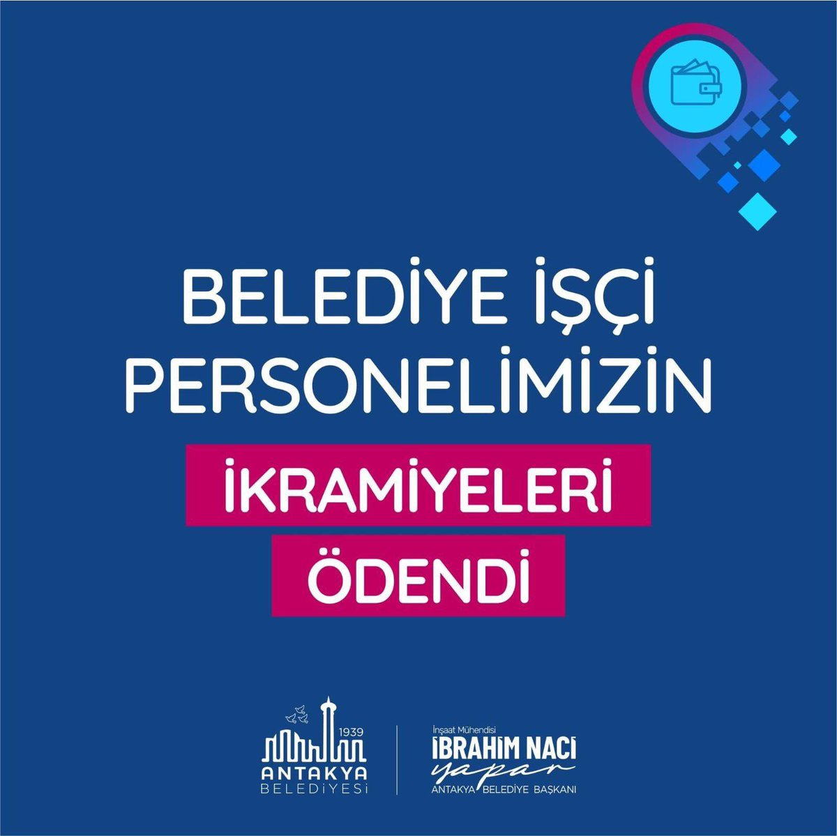 AntakyaBld's tweet image. Belediye Başkanımız Sayın İbrahim Naci Yapar’ın talimatları doğrultusunda, belediye işçi personellerimizin 2025 yılına ait 2. Dilim 13 yevmiye ikramiye ödenmiştir.
Personellerimize hayırlı olmasını diler, aileleriyle birlikte sağlıkla harcamalarını temenni ederiz.