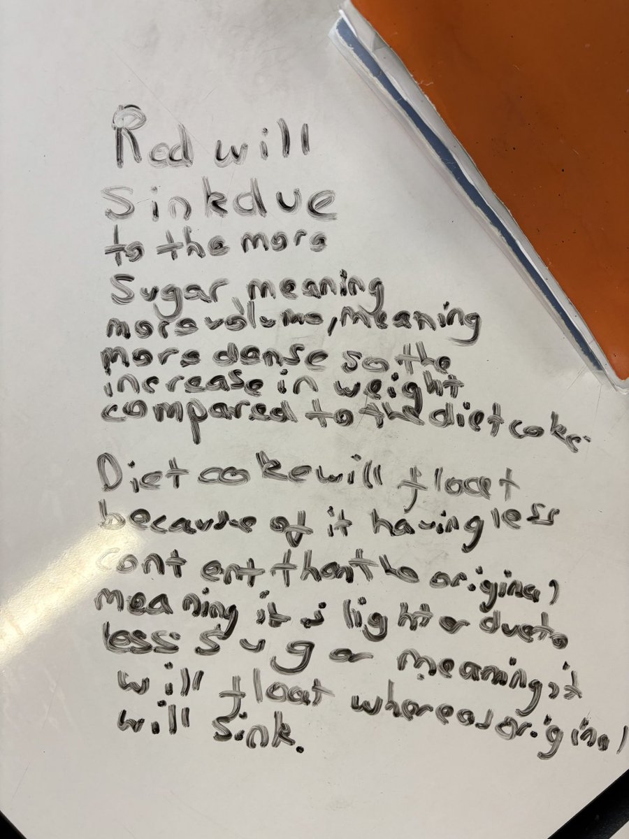 DerbyHighMaths's tweet image. This morning our Year 9s have been conjecturing on whether different cans of pop will float by considering density, mass and volume. Then Mr Friel put it to the test!

@derbyhighbury 

#handsonmaths #density