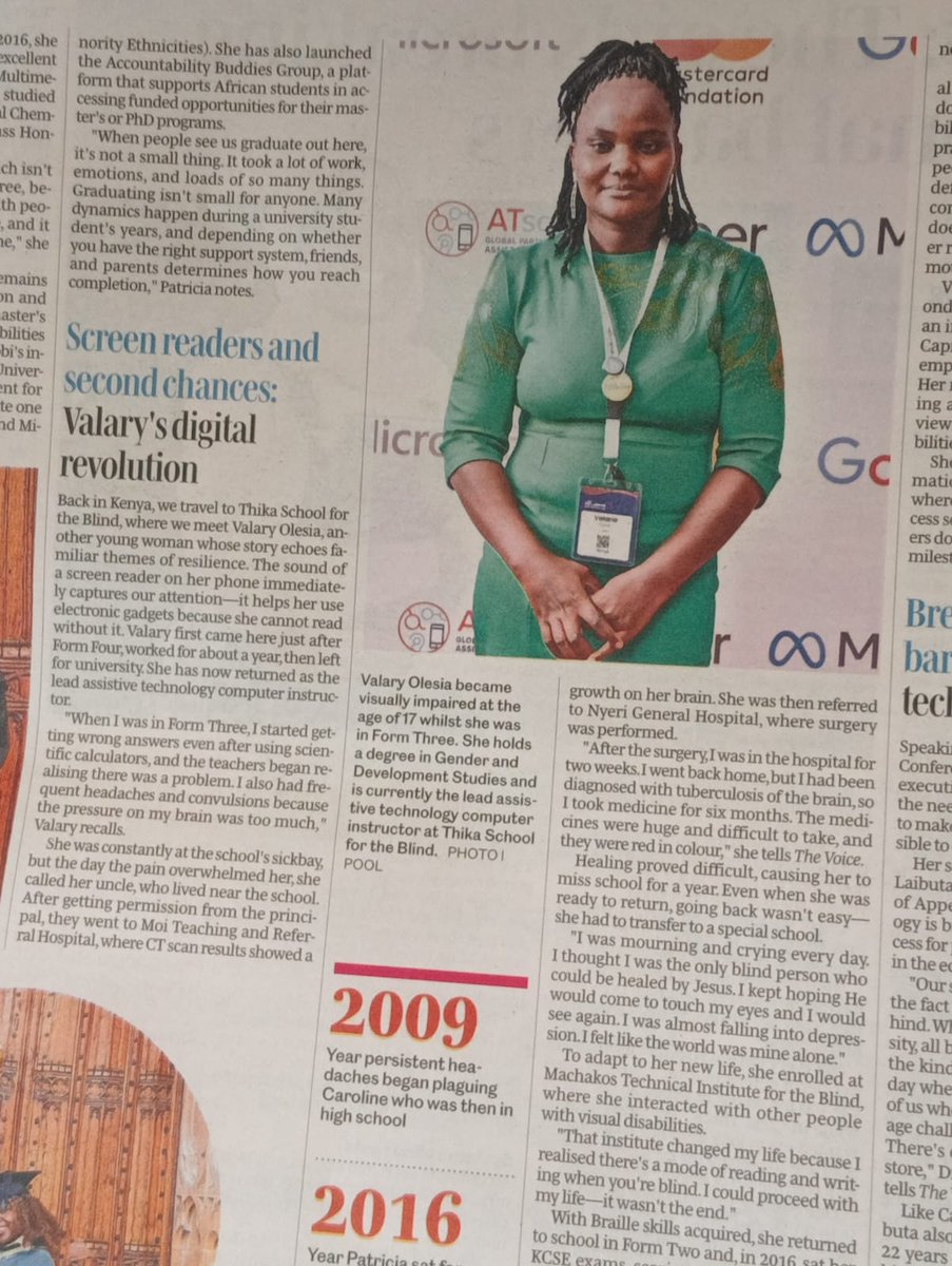 inABLEorg's tweet image. The @NationAfrica recently profiled three inspiring women who turned life-altering disabilities into pathways for academic and advocacy success. One of them is @olesia_valary , our colleague at inABLE.
Valary lost her sight after brain surgery but this didn't stop her from…