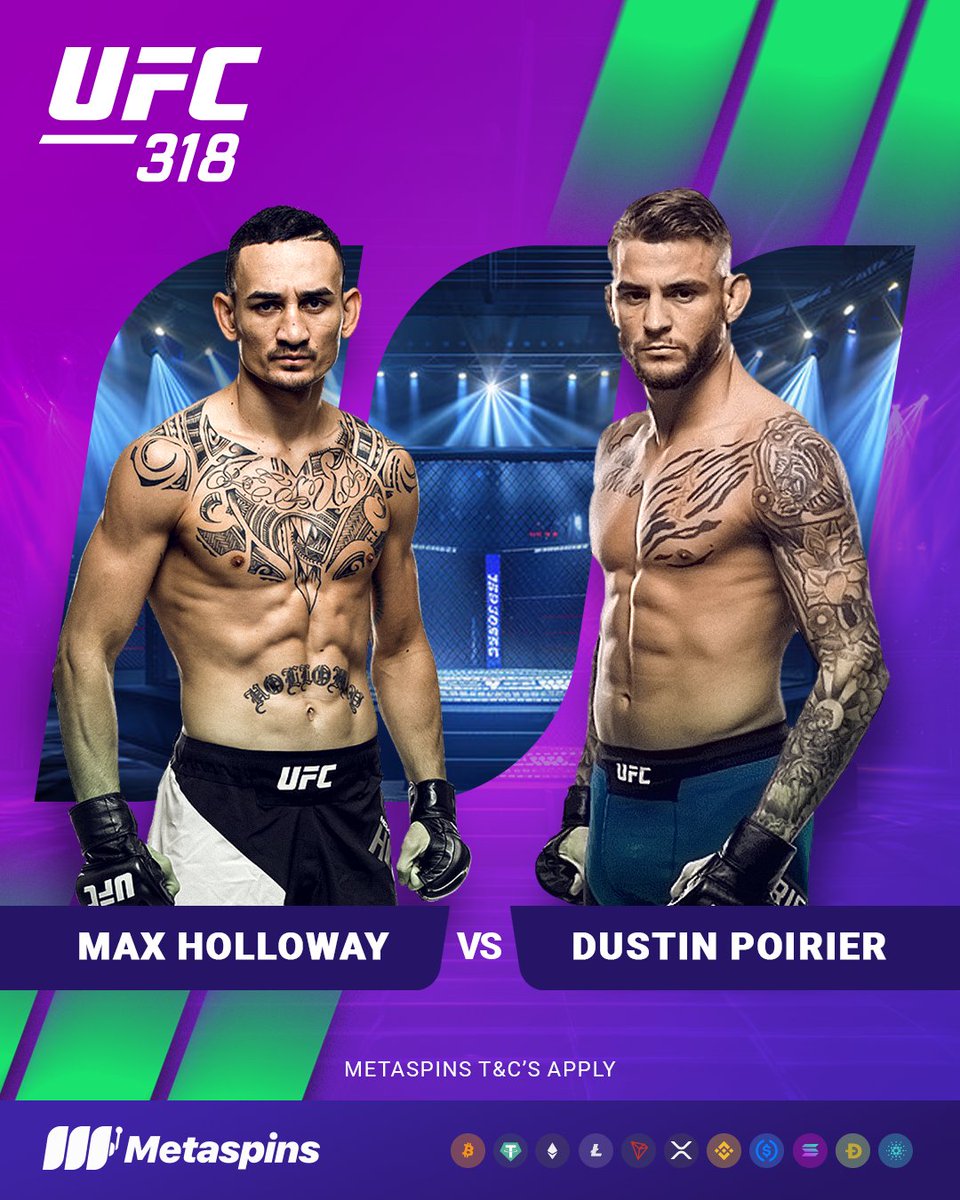 metaspinscasino's tweet image. Dustin Poirier steps into the Octagon one last time - and you could score a $10 Free Bet to elevate your #UFC318 experience! 🥊

There's 10 Bets up for grabs! Here’s how to win:
✅ Follow
🔁 Retweet
🗨️ Reply with your Metaspins ID