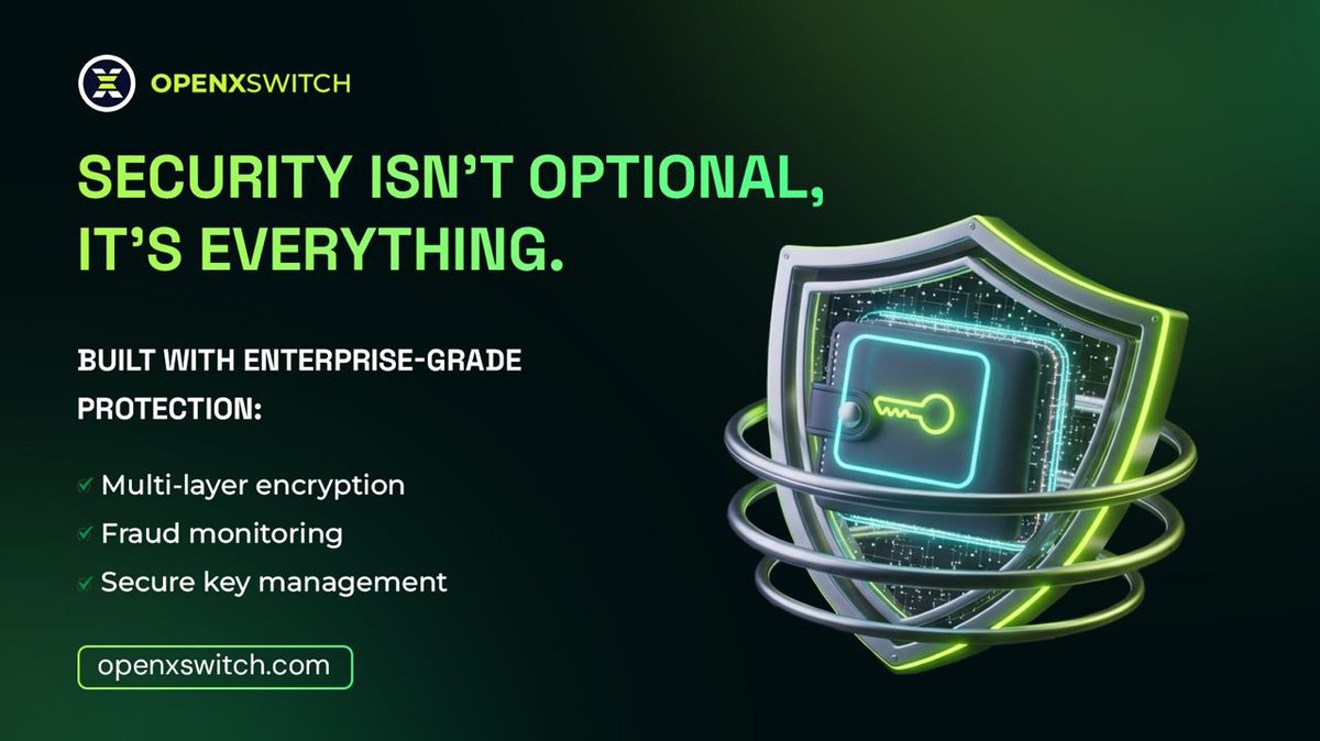 OpenXSwitch's tweet image. Security isn’t optional it’s everything.

Openxswitch delivers enterprise-grade wallet infrastructure with multi-layer encryption, secure key management and fraud monitoring.

Trust starts with security.

👉 openxswitch.com 

#OpenxSwitch #Custody #Fintech #Blockchain