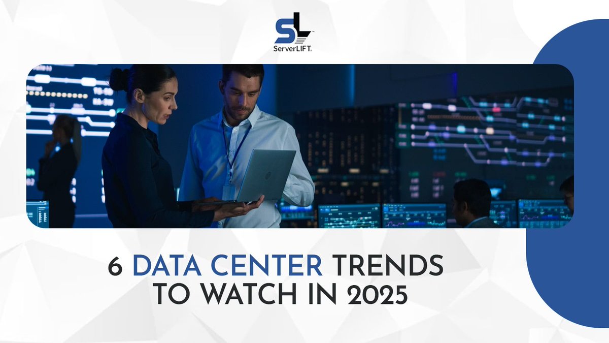 ServerLIFT's tweet image. The data center industry is changing rapidly. Here are six trends that data centers need to be aware of in 2025. 

bit.ly/3CmbXMJ 

#2025datacentertrends #datacentertrends #Datacenter #Datacenters