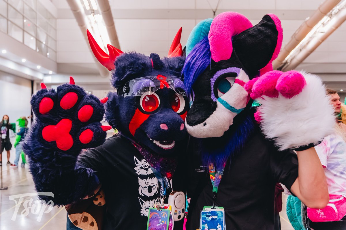 Daratomic_'s tweet image. A very happy #FursuitFriday to you all! 

FINALLY got to meet this wonderful bean at #Anthrocon this year. What an incredible time it was ❤️🍪

💜 @ThePurpleWicker 
📷 @tsopvr