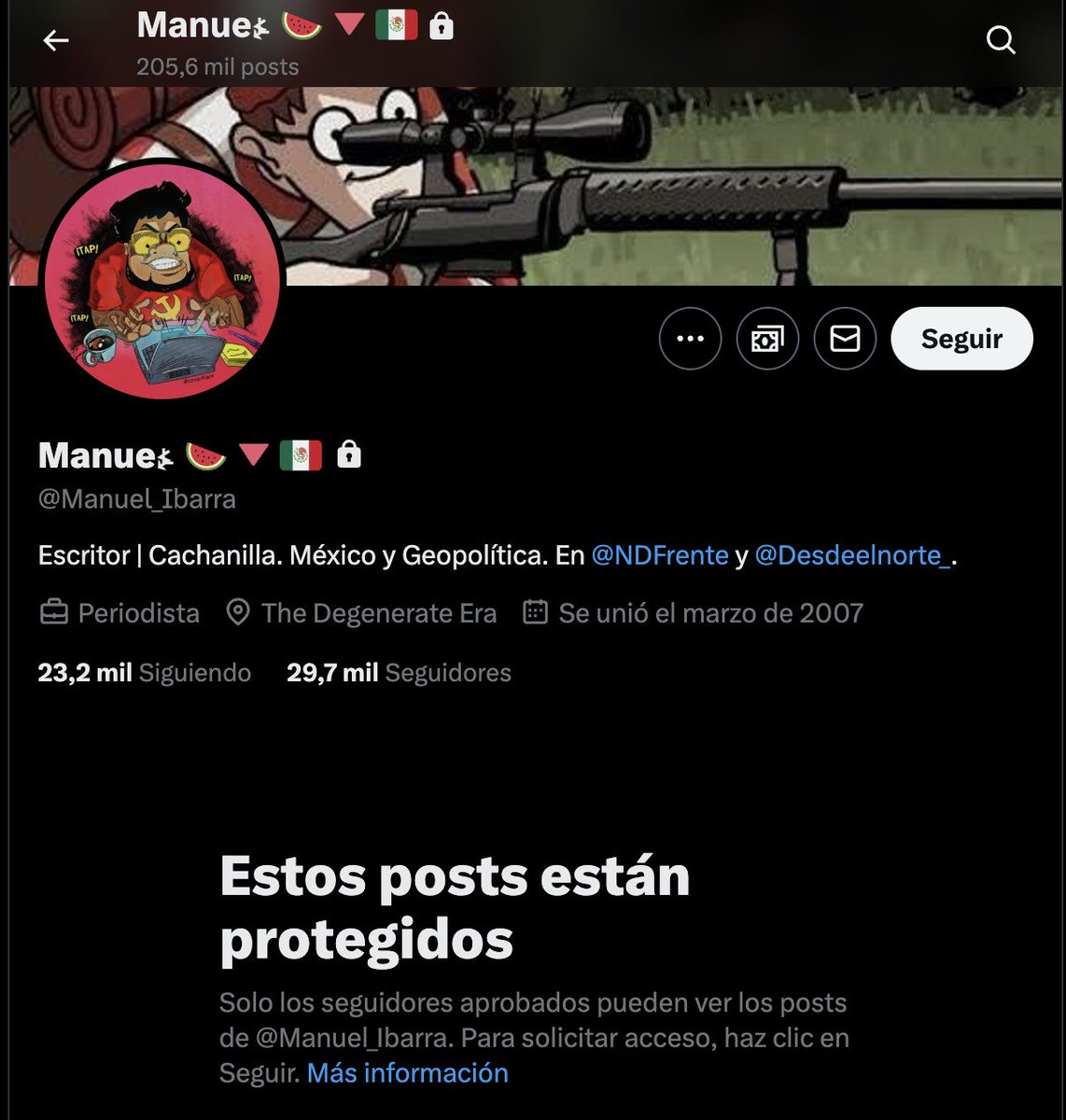 pxdiaz's tweet image. ¿Que otro "periodista" conoces, que proteja sus posts?
¿No lo sé Rick..?
@Manuel_Ibarra