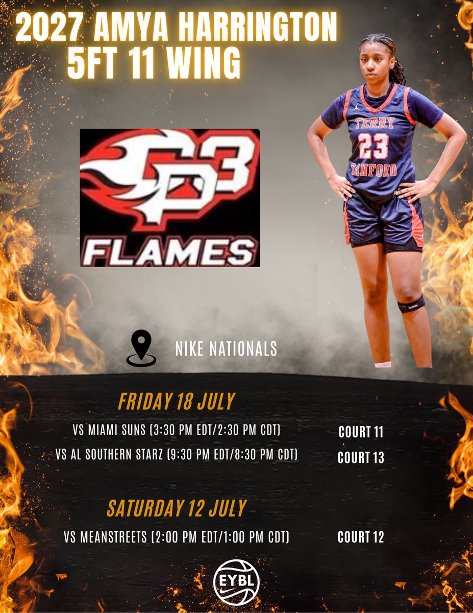 Catch Amya Harrington and the CP3 Flames 16U EYBL squad this weekend at Nike Nationals
