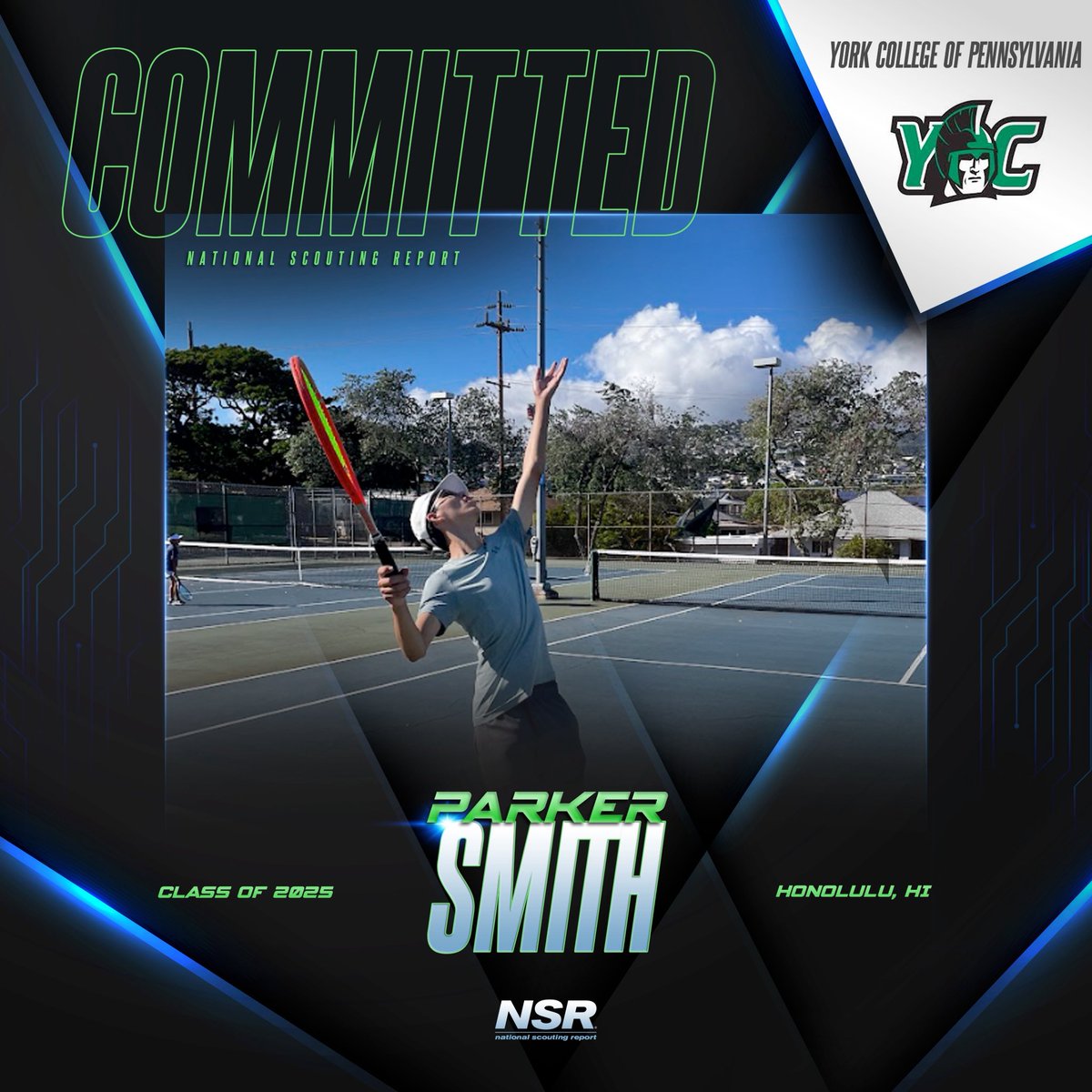 🚨#CommitmentAlert🚨
Congrats to #NSRtennis 2025 Parker Smith for committing to York College of Pennsylvania!💪🎾
💻 evo.nsr-inc.com/parker.smith25 
👤 Coach Mark Beede 
#NSRcommit
#NSRParkerSmith

#NSRcommit #collegerecruiting #success #teamwork #nsrathlete #sports #goals 
#motivation