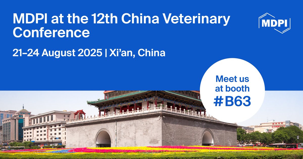 Poultry MDPI (@poultry_mdpi) on Twitter photo 💡Exciting news! MDPI is headed to the 12th China Veterinary Conference in Xi’an (21–24 Aug 2025)!
Meet our team & explore journals like Poultry, Animals, Vet Sci, Viruses, & more. Proud sponsors of this key event! 🐓📚
📍 Xi’an, China
🗓️ 21–24 Aug 2025
<a href="/LifesciMdpi/">MDPI Life Sciences</a> 💡Exciting news! MDPI is headed to the 12th China Veterinary Conference in Xi’an (21–24 Aug 2025)!
Meet our team & explore journals like Poultry, Animals, Vet Sci, Viruses, & more. Proud sponsors of this key event! 🐓📚
📍 Xi’an, China
🗓️ 21–24 Aug 2025
<a href="/LifesciMdpi/">MDPI Life Sciences</a>