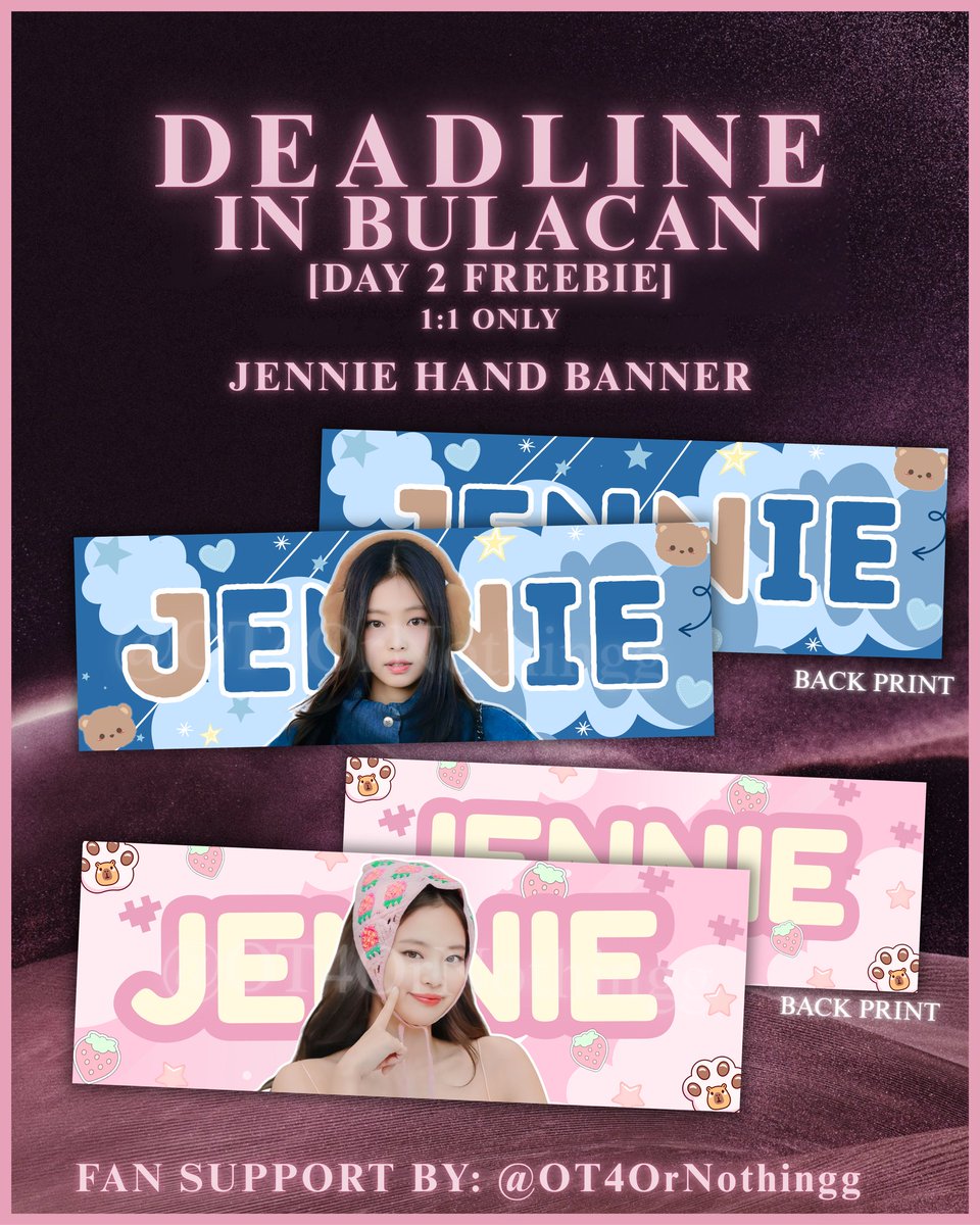 Blackpink <DEADLINE> In Bulacan Day 2 Fan Support.

- Blackpink Money 1:1
- Jennie Hand Banner 1:1
- Limited Quantity 
- Location TBA
- Like&amp;RT

🏷️Blackpink Deadline In Bulacan Freebies