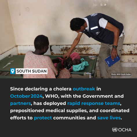 OCHA South Sudan (@ochasouthsudan) on Twitter photo South Sudan is facing its worst-ever #cholera outbreak—and the world’s deadliest this year.
With support from <a href="/FCDOGovUK/">Foreign, Commonwealth & Development Office</a> and partners, <a href="/WHO/">World Health Organization (WHO)</a> is scaling up response efforts through the deployment of technical experts to help contain the spread.
afro.who.int/countries/sout… South Sudan is facing its worst-ever #cholera outbreak—and the world’s deadliest this year.
With support from <a href="/FCDOGovUK/">Foreign, Commonwealth & Development Office</a> and partners, <a href="/WHO/">World Health Organization (WHO)</a> is scaling up response efforts through the deployment of technical experts to help contain the spread.
afro.who.int/countries/sout…