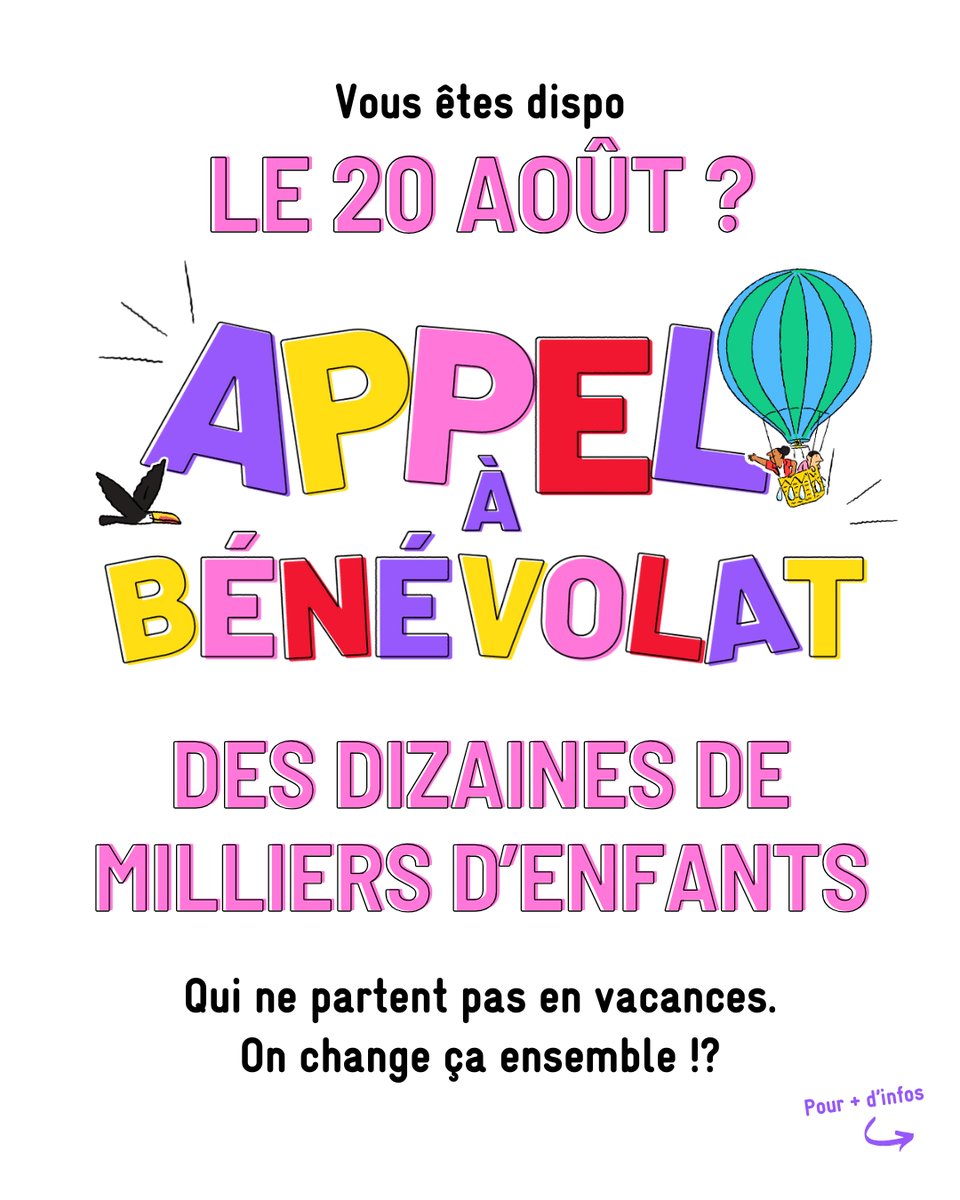 😎 Ensemble, on peut changer leur été !

🌴⛱️Le 20 août, des dizaines de milliers enfants vivront une journée de vacances de OUF à Paris : visites culturelles le matin (château de Versailles, bateaux-mouches, musées) et une grande fête l’après-midi sur le Champ-de-Mars (concerts,