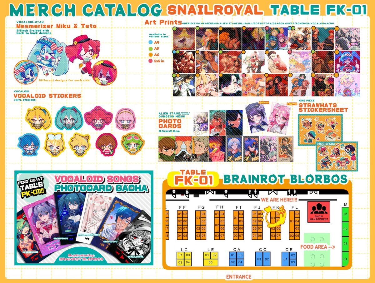 [ RT😭🙏 ]

My ACX 2025 merch catalog is here! Find us at table FK-01!

some merch featuring:
- ALNST, One Piece, FF7, Vocaloid, ZZZ, Pokemon

The rerun of my Omegaverse Gacha: MAID CAFE EDITION is available!💖 

Check out our Vocaloid Poca Gacha too!
#ACX2025 #fanfairatacx2025
