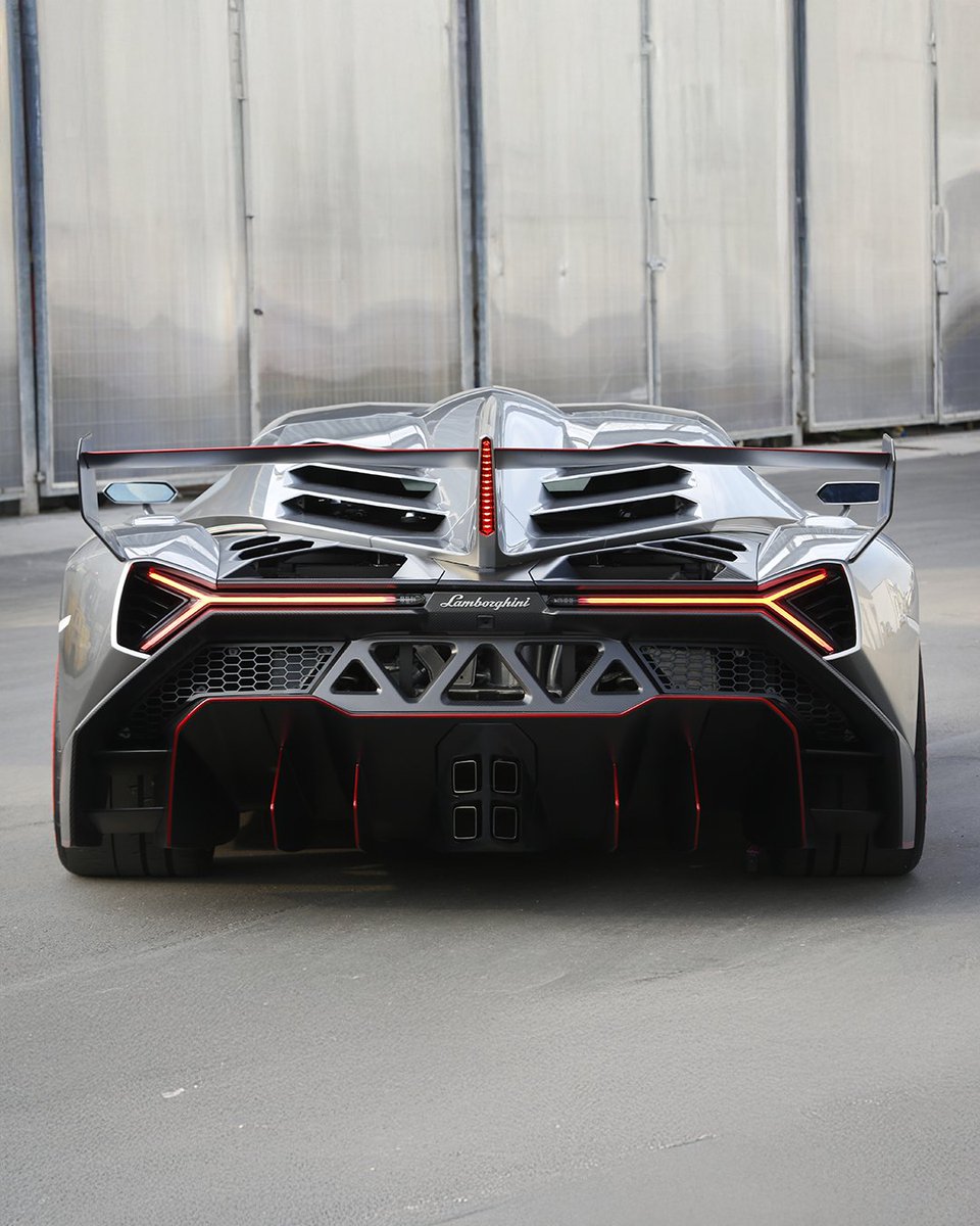Lamborghini's tweet image. Our Centro Stile's mission is to infuse our cars with a bold vision. Take the Veneno, an ode to aerodynamics and one of the most futuristic few-offs. Every part of this 2013 limited edition was optimized with performance in mind, taking the weight-to-power ratio to just 1.93…