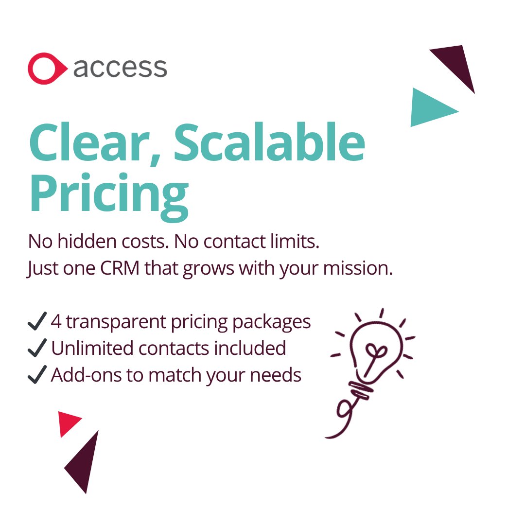 AccessNFP's tweet image. Looking for a flexible CRM that grows with your mission, not your budget?

🔗 Explore our pricing and find the package that fits:
ow.ly/MAXo50WnA3n

#CharityCRM #NotForProfit #FundraisingTech #university