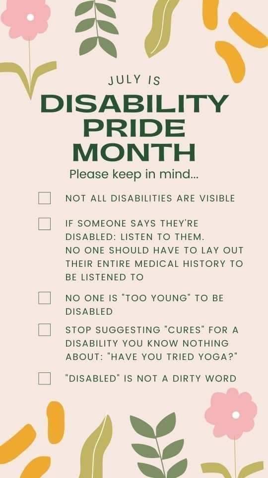 BlkHistStudies's tweet image. July is Disability Pride Month 💙

#DisabilityPrideMonth 
#disabilityPride
#chronicallyIll
#chronicPain
#myChronicLife
#invisibleDisability 
#chronicPainVoices