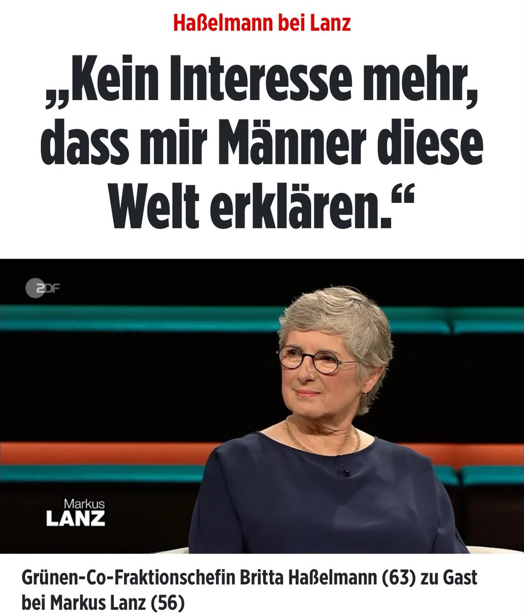 Woher kommt dieser krankhafte Männerhass von Grünen-Fraktionschefin Haßelmann?

War ihr Papi nicht lieb zu ihr?