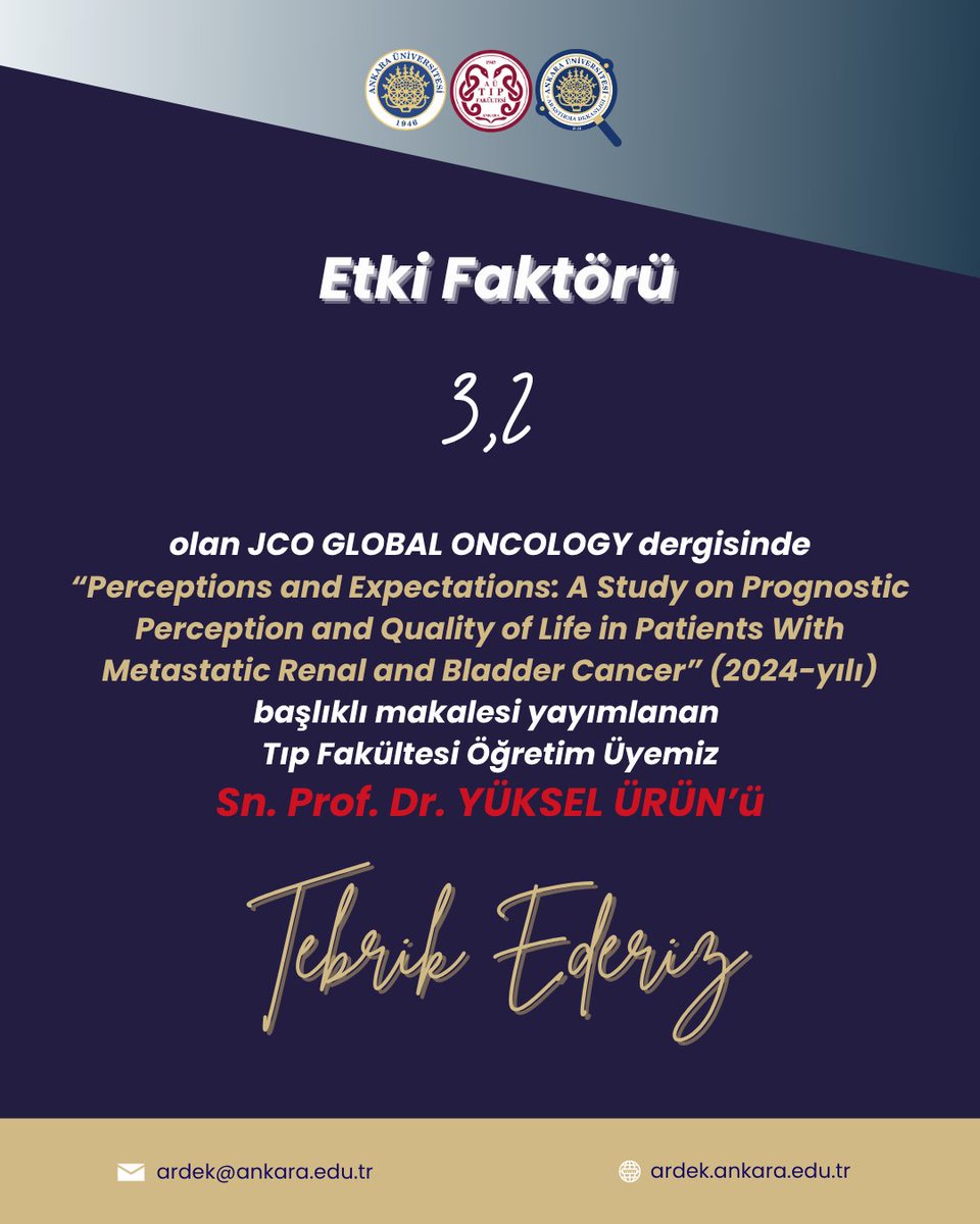 Ankara Üniversitesi olarak, 2024 yılı boyunca etki faktörü yüksek uluslararası dergilerde yayımlanan akademik çalışmaların gururunu yaşıyoruz.