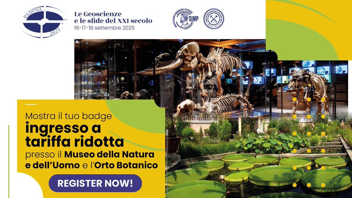 🎟️ SGI-SIMP 2025 participants: show your badge to get reduced admission!
€7 – Museum of Nature and Humankind
€6 – Botanical Garden of Padova