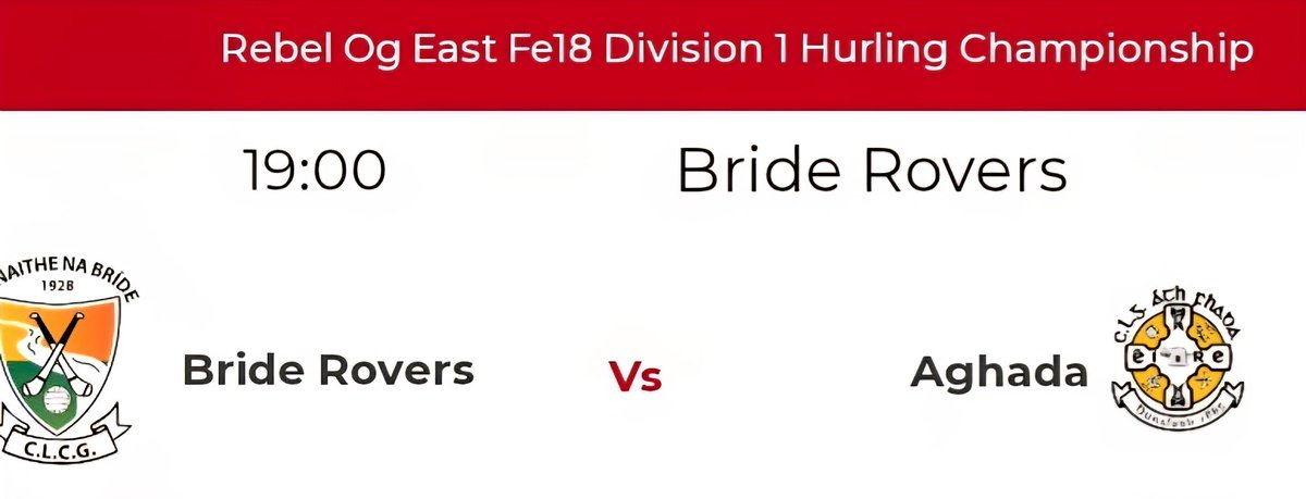 Best of luck to our minor hurlers in their 1st match of Championship this evening in Bride Rovers at 7pm.
Please support if you can🇳🇬