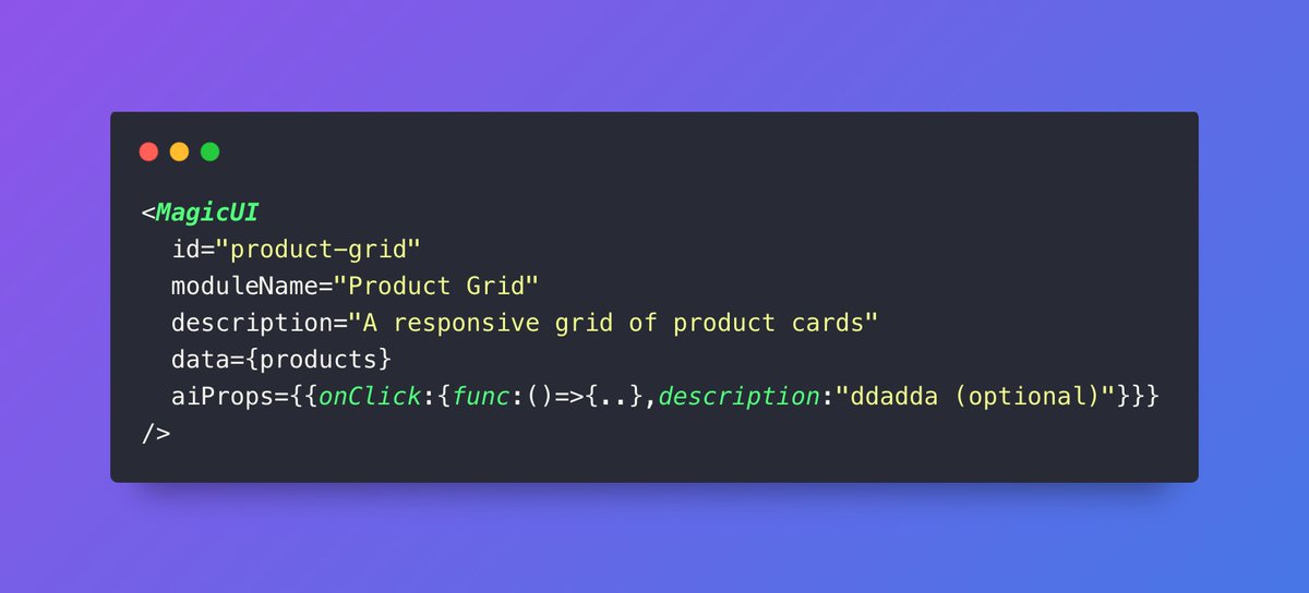 Been building this for the past few weeks:

MagicUI Next – AI-driven UI generation for React + Next.js

Just describe the component you want. It figures out the JSX.

Built-in support for GPT-4o, Claude, Gemini ..etc 
Try it → magic.jashagrawal.in

Would love feedback 🙌