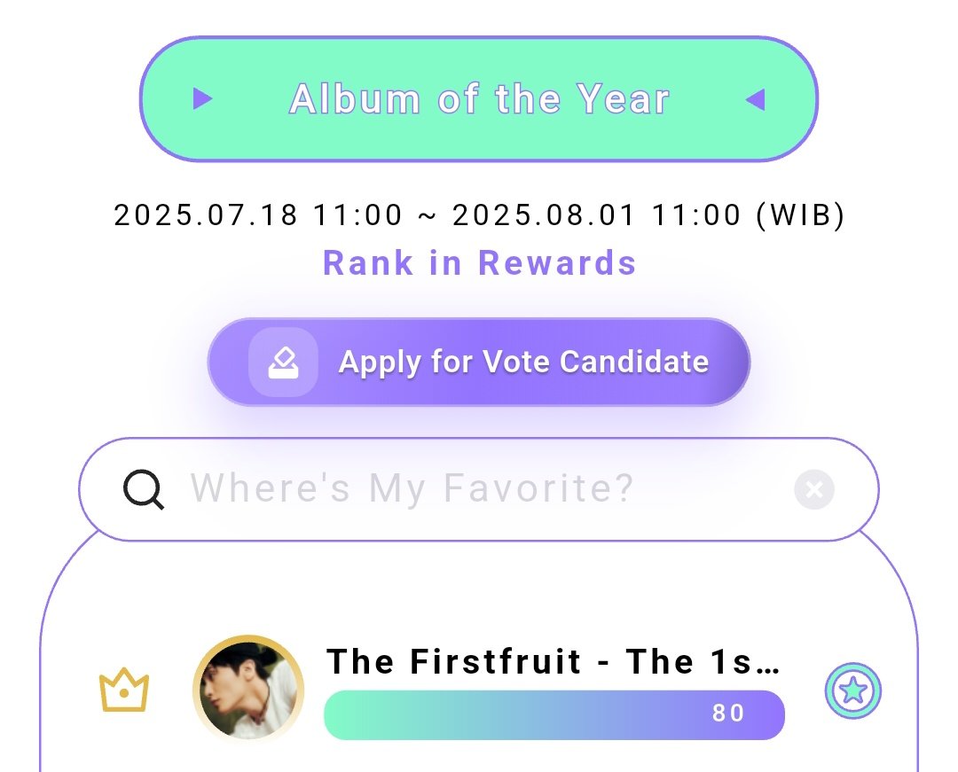 MarkVotingID_'s tweet image. [JUPITER MUSIC AWARD 2025]

Mark has been nominated on JMA 2025.
Category : Album of The Year
🎁 : Trophy Award
Voting Platform : MY1PICK, MUBEAT, PICNIC, FANCAST, MUNIVERSE [Web]
📅 : July 18 - August 1. 13.00 KST

MY1PICK, MUBEAT : 1 Vote = 1🎟
PICNIC : 1 Vote = 3⭐️
FANCAST : 1…