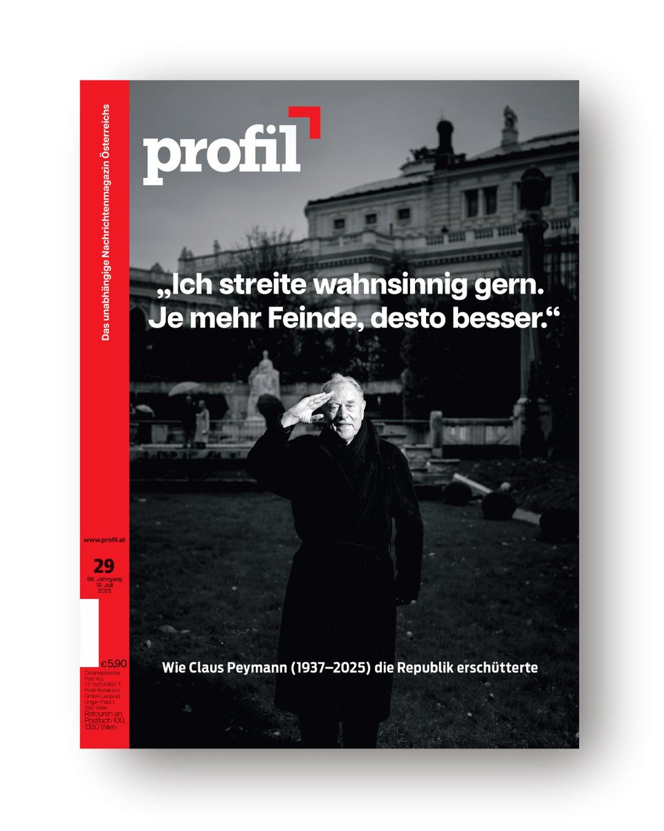 Das neue profil: Claus Peymann war nicht nur Theatergenie, Machtmensch, Despot und „Kunstautist“, sondern mit großem Vergnügen auch Staatsfeind. Vor wenigen Tagen starb er 88-jährig in Berlin.

Link zum E-Paper: epaper.profil.at