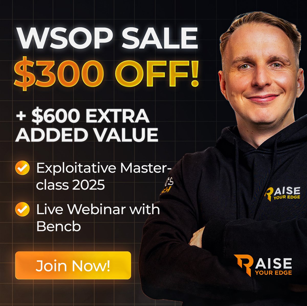 🚨 WSOP SALE – Final 24 Hours! 🚨

Get $300 OFF our Champions Tier – PLUS free access to my $600 Exploitative Masterclass!
Join now and unlock all courses (MTT, SNG, Mindset) and get access to our LATE GAME CRUSHER Tool Pairrd.

Join here: pairrd.com/welcome