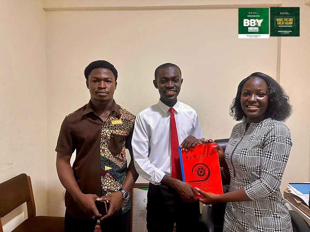 Dr__BBY's tweet image. 🗳️ ANNOUNCEMENT
In the early hours of today, I picked up nomination forms to contest for the position of SRC President of our great institution, KNUST.

I do this not alone, but with you in mind, and you by my side.

Together, Let’s Make the SRC Great Again

#KNUST #BBY