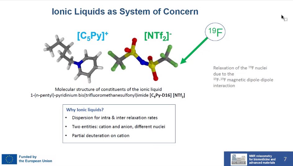 global_nmr's tweet image. Can theory and MD simulations predict full-range ¹⁹F NMR relaxation?
@AngelMaryCT1 uses theory and MD to compute inter- & intramolecular ¹⁹F relaxation in C₅Py-NTf₂, capturing both anion tumbling and CF₃ rotation.
globalnmr.org/a-bottom-up-ap…
#GlobalnmrOC2025