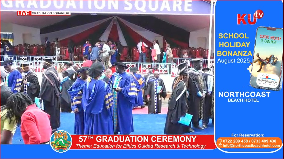 kutv_kenya's tweet photo. Join Us LIVE for the 57th Graduation Ceremony!
Tune in now via our official livestream: https://t.co/zjX9mSnlVc
Celebrate with our graduands as they turn the tassel.
#KU57thGraduation #KUPride #Classof2025 #KUTV https://t.co/JjCKI0UoNK