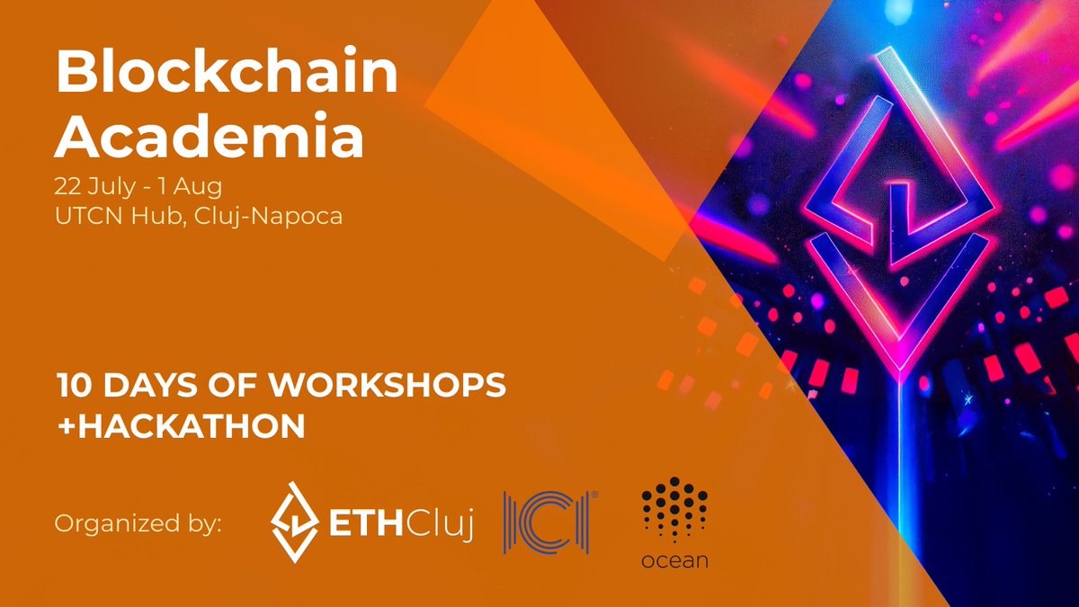 ETHCluj's tweet image. Just a few days left to our Blockchain Academia summer edition starting 🗓️ 22 July
Preparations are in full swing as our friends from @oceanprotocol join in to sponsor hackathon bounties & host one of the workshops.
Registration ends in 2 days
Join here:
lu.ma/0i9an24t