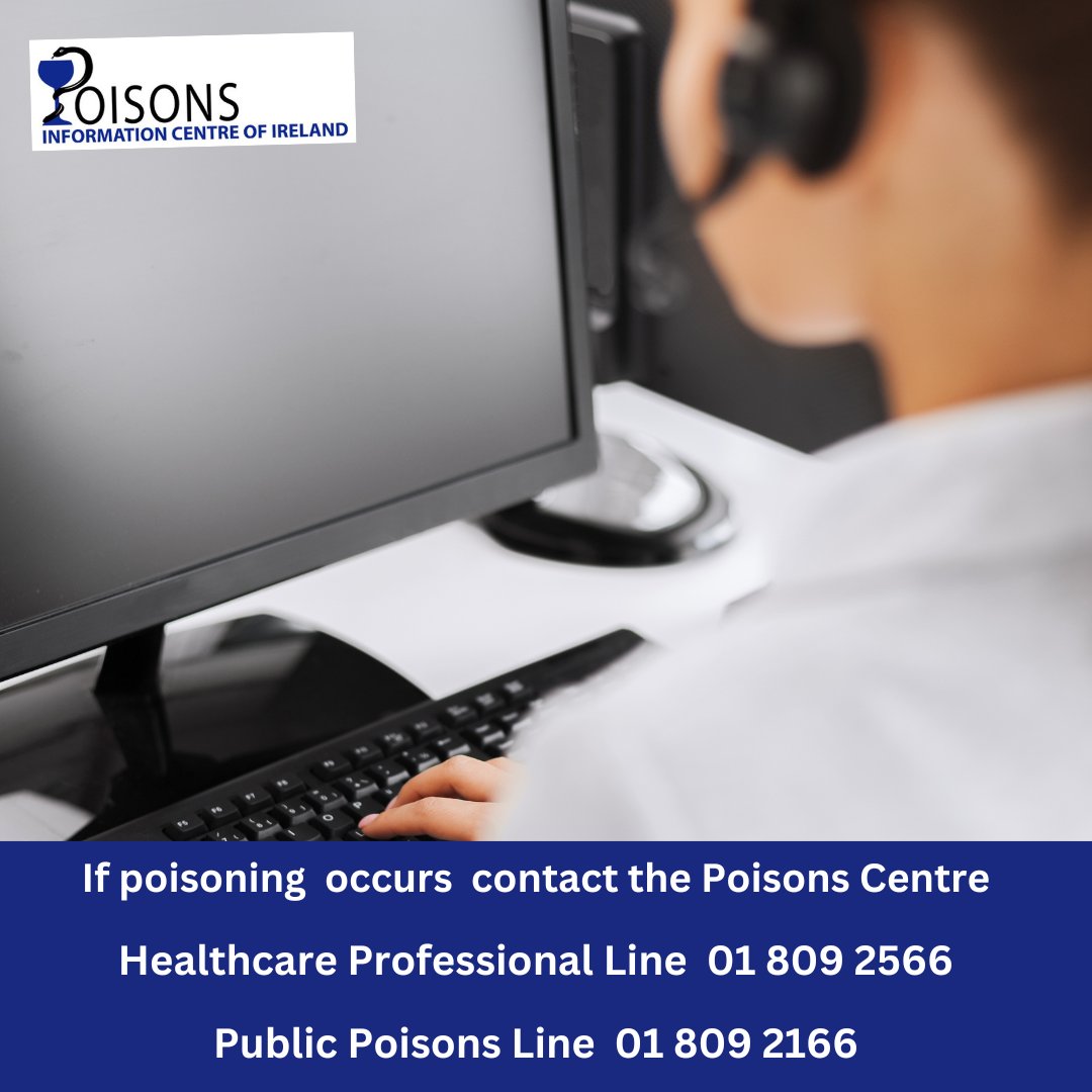 IrelandNpic's tweet image. Calls to @IrelandNpic are answered by Specialists in Poisons Information. You will be asked
▶️What was taken?
▶️How much was taken?
▶️The route of exposure?
▶️The person's age and weight
▶️Are there symptoms?
▶️The time of the poisoning?
▶️Is there an existing medical problem?