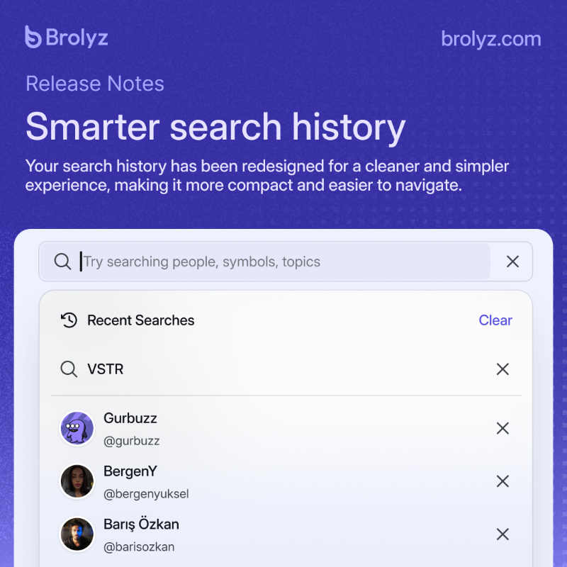 BrolyzFi's tweet photo. With today’s release, Brolyz becomes more personal.

Connect your Web3 wallet, enjoy a cleaner search, and see the right posts at the right time.

Everything is designed to save you time and keep your focus.

Discover what’s new.