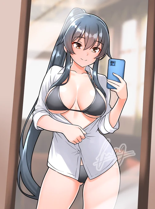 スケブリクで描かせていただいたちょっとえっちな自撮りを送ってくれる矢矧さんです!リクエストありがとうございました!! #艦これ #skeb
