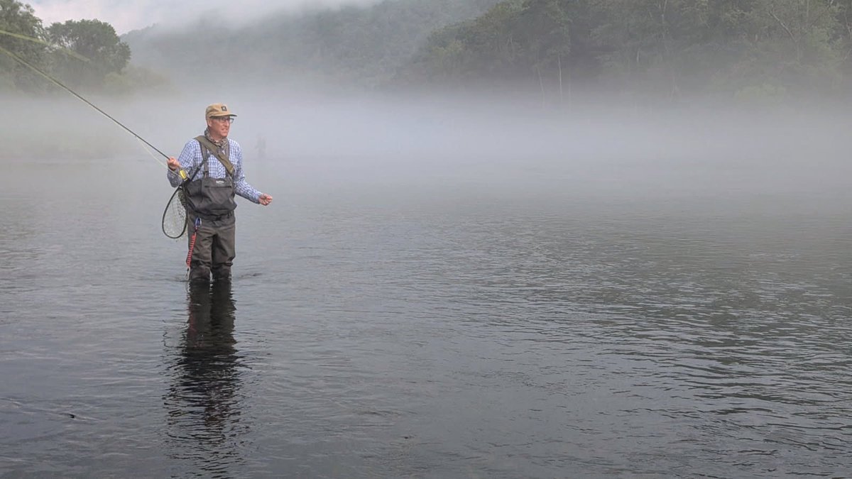 Hot air temperatures and 48 - 50 degree river water produce dense fog in the evening that hangs on until about 10:00 in the morning.  Can also suddenly appear during the day.  What a place.  Can’t wait to get back.  #flyfishing #trout