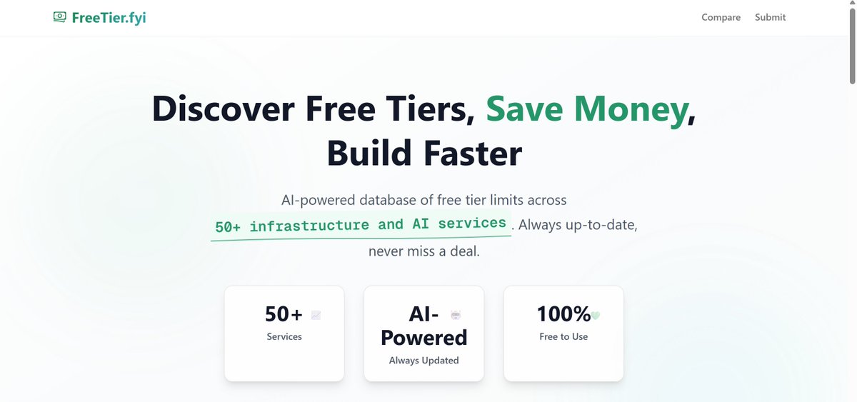 If you are a Broke Dev , Then this tool is for you 
freetier.fyi