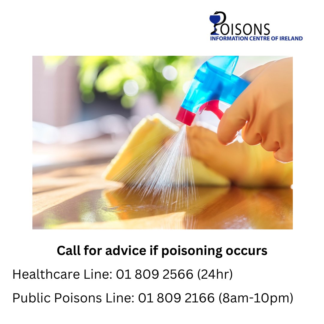 IrelandNpic's tweet image. Disinfectants, antibacterial cleaners & biocidal products are essential items on our shopping lists. Store these products safely out of reach & sight of children as they are potentially toxic if accidentally ingested & via skin/eye exposure. Call @IrelandNpic for advice if needed