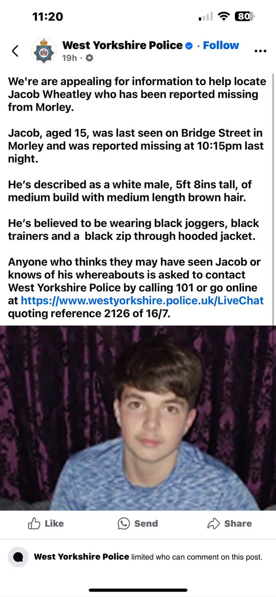 Please can people retweet this as many times as possible my friends son has gone missing and hasn’t been seen since wednesday please share this and let’s get jacob home <a href="/WestYorksPolice/">West Yorkshire Police</a>