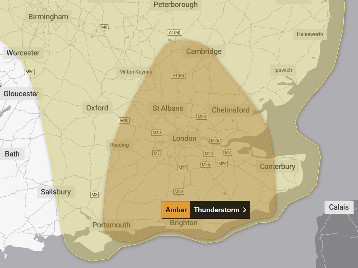 ⛈ WEATHER: THUNDERSTORMS

🟧 ALERT: The Met Office has issued an AMBER weather warning for THUNDERSTORMS affecting the Thames Valley region from 04:00 to 11:00 on Saturday 19/07/2025.

ℹ️ DETAILS: facebook.com/ThamesValleyIn…