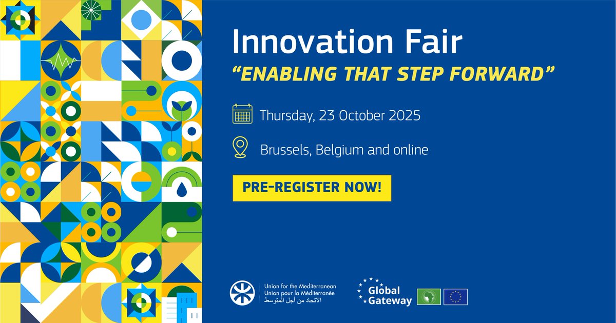 EUScienceInnov's tweet image. 📅 23 October | The #InnovationFair comes to Brussels (& online), showcasing groundbreaking initiatives from European, African & Mediterranean innovation ecosystems:
- Health
- Green Transition
- Innovation & Tech
- Capacities for Science
Pre-register 🔗innovationfair2025.service-facility.eu