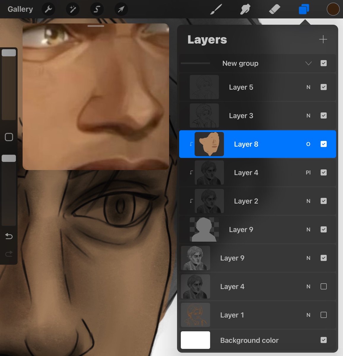 TheReader099's tweet image. Using overlay to color his skin, but it just turns ashen? Still figuring out this coloring method, it has potential to make rendering so much easier… but I am NOT liking it so far😔