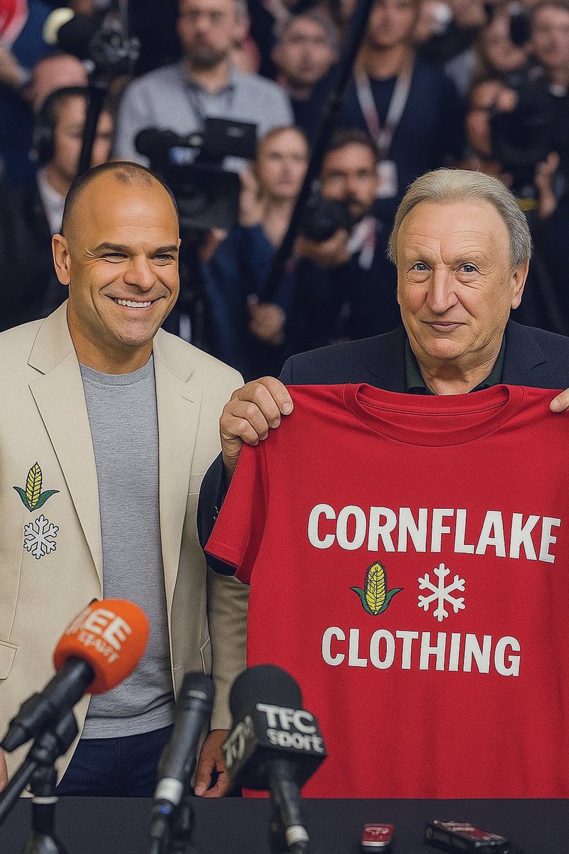 CornflakePLC's tweet image. ARE YOU WITH US?! 🤩

We are delighted to announce that Neil Warnock has been appointed as the official brand ambassador for Cornflake Clothing  📑 ✍️ ✅

#WelcomeNeil #AreYouWithMe  @warnockofficial 

Stay Fresh. 
Stay Golden. 
#StayCornflake 🌽❄️