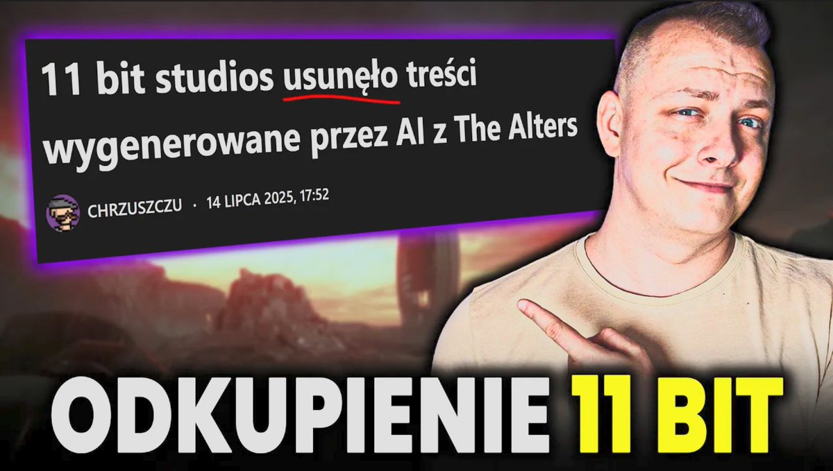 Nowy materiał: 11 Bit Studio gasi dramę i pozbywa się elementów tworzonych przez AI - youtu.be/DJJmhOzbTM4 

Ostatnio - nieco na wyrost, ale nadal słusznie - gniew graczy dopadł polskie 11Bit Studios, które jak się okazało wspierało się sztuczną inteligencją przy tworzeniu The