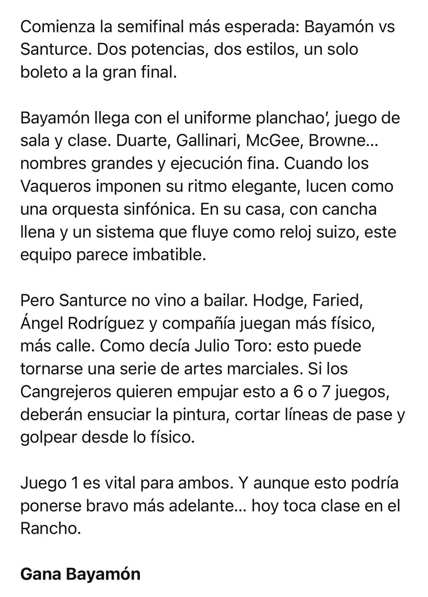 ElFantasmaFufi's tweet image. SANTURCE EN BAYAMÓN, JUEGO 1 – SEMIFINAL, 8:00 PM – YOUTUBE
#BSN #BSNPR #PUERTORICO 🏀