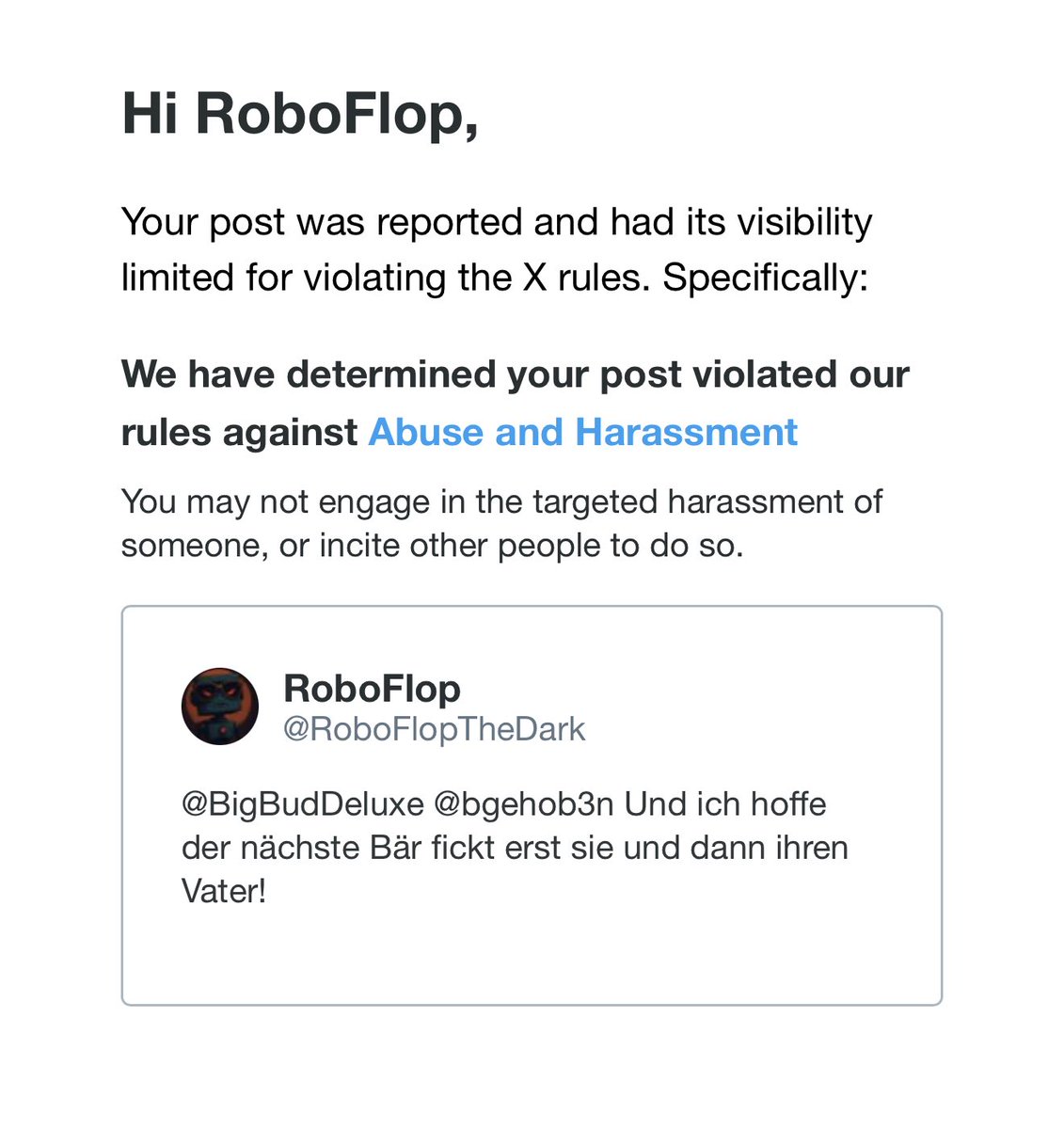 Welcher geistig gefickte und komplett bescheuerte Hundesohn meldet sowas? Sie hat nen fucking Bären getötet alter