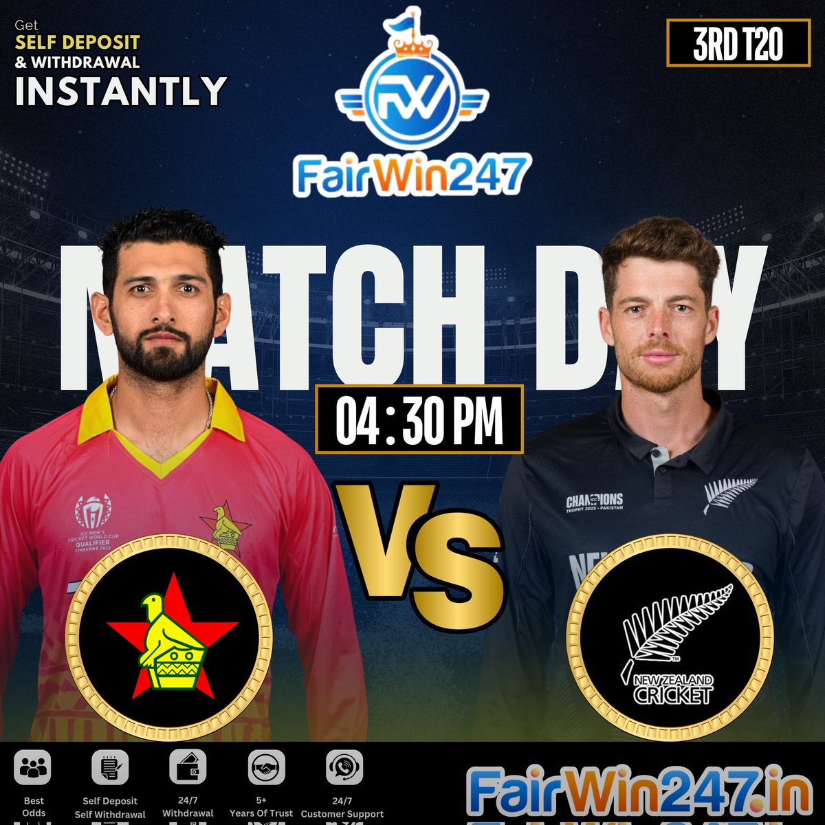 Will The 🇿🇼Hosts Do any Upset🫣 Today or it will be a 😴Oneside win for 🇳🇿Kiwis....🤔???

🌐 Join Now at bit.ly/Fairwin247

🔹User-Friendly Site
🔹Fast Deposits and Withdrawals
🔹Manual Crypto Option
🔹24×7 Customer Support 

#FairWin247 | #ZIMvNZ | #T20ITriSeries