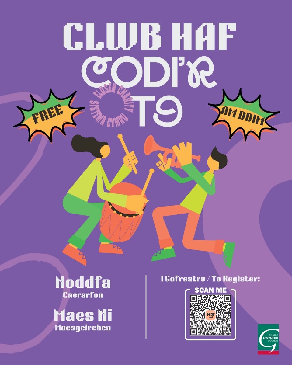 Clwb Haf Codi’r To

AM DDIM/FREE 

#haf #summer <a href="/CyngorGwynedd/">Cyngor Gwynedd</a>